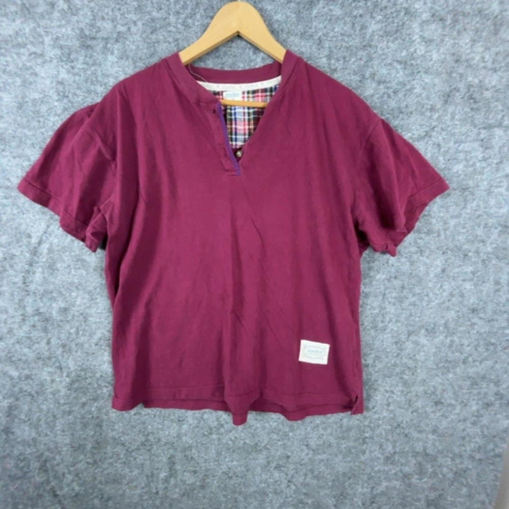 It-Se-Bit-Se By French Dressing Henley Shirt Women XL Maroon Cotton Short Sleeve